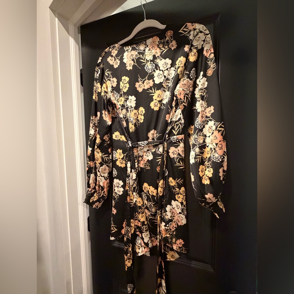 Vici Floral Mini Dress - Black and Gold